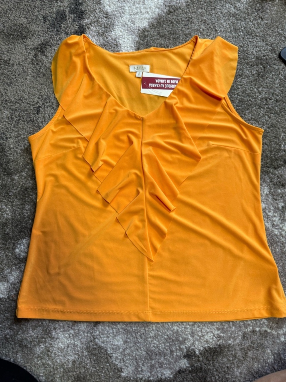 Sleeveless Ruffle V-Neck Camisole - Orange π-size medium - Picture 2 of 7